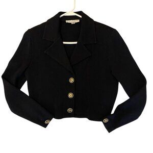 St.John Separates Elegant Black Women's Jacket Suit with Gold black buttons Sz 2